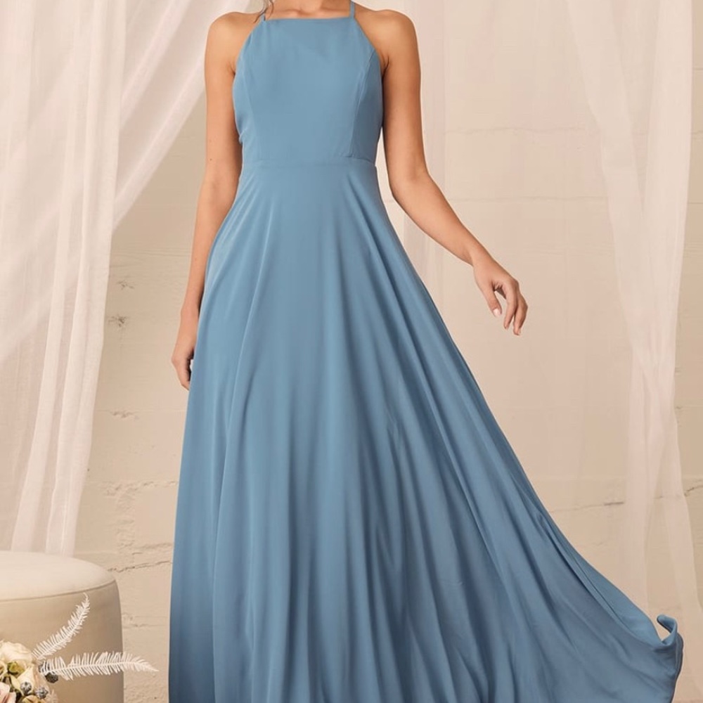 Lulu's Slate Blue Maxi Dress